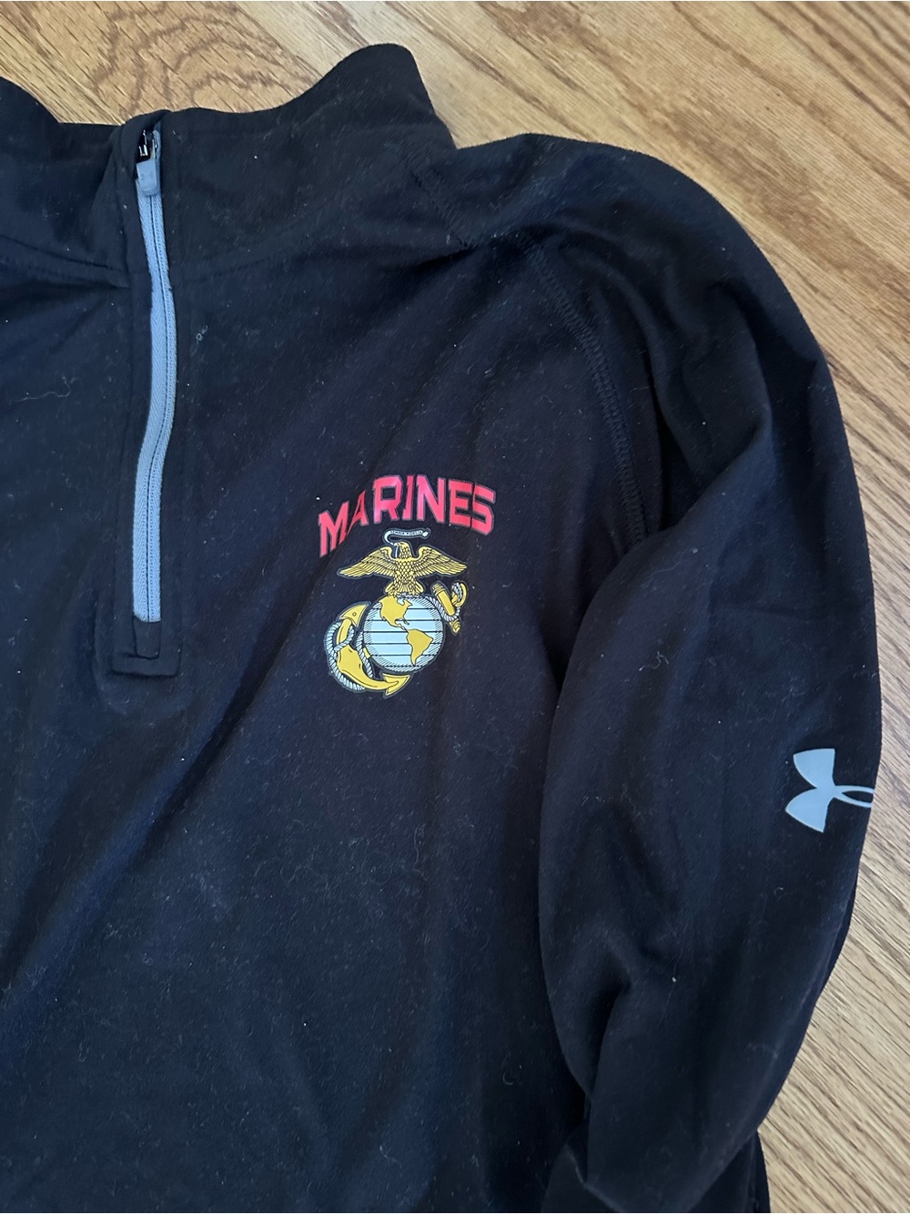 Under Armour Heat Gear Black Quarter-Zip Pullover with Marines Emblem
